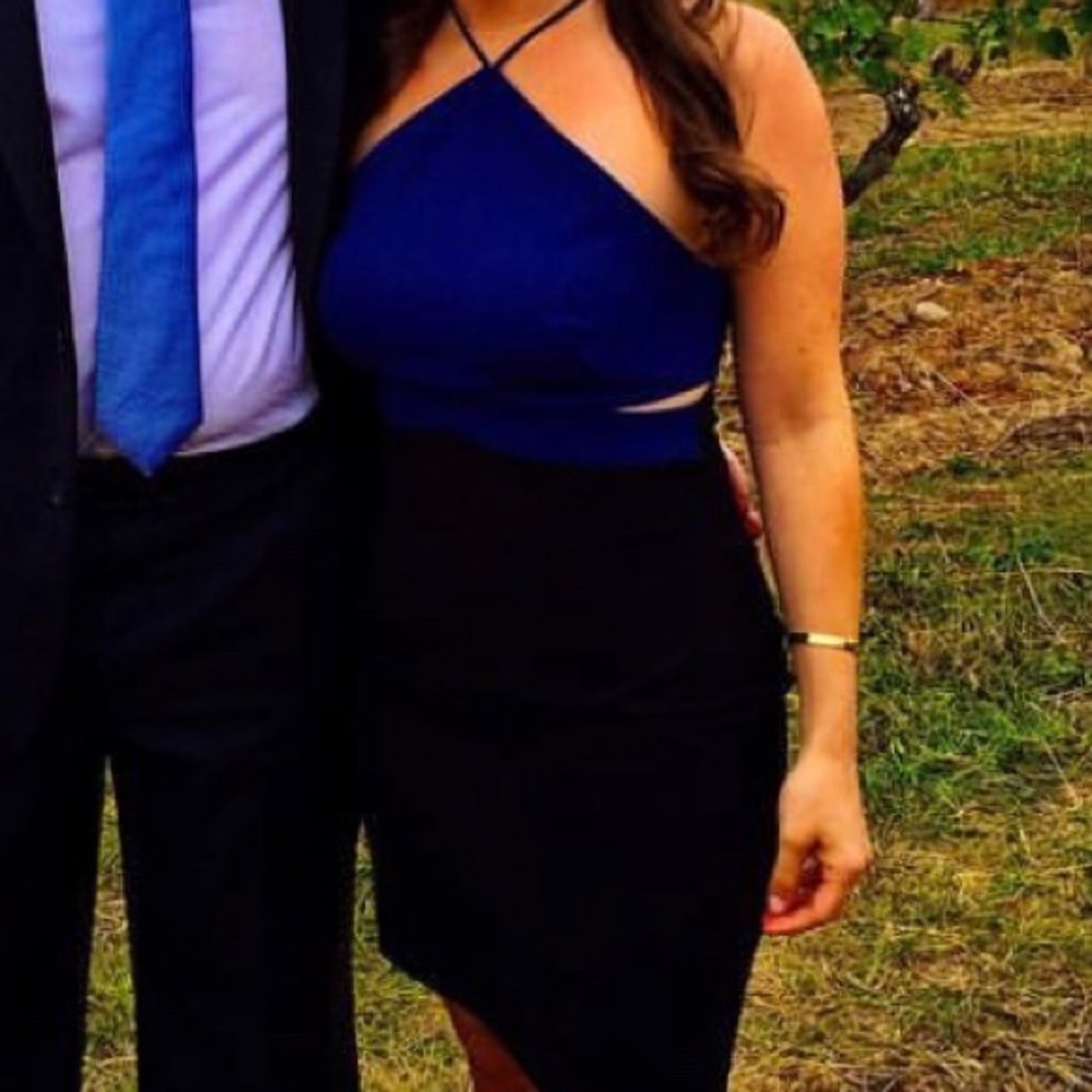 Aqua Navy & Black Cut Out Dress